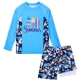 thumbnail image 1 of Aideaone 2 Piece Boy's Swimsuit Set Long Sleeve Kids Rash Guard Bathing Suit Swimswear with Swim Trunks for 8-12Y, 1 of 5