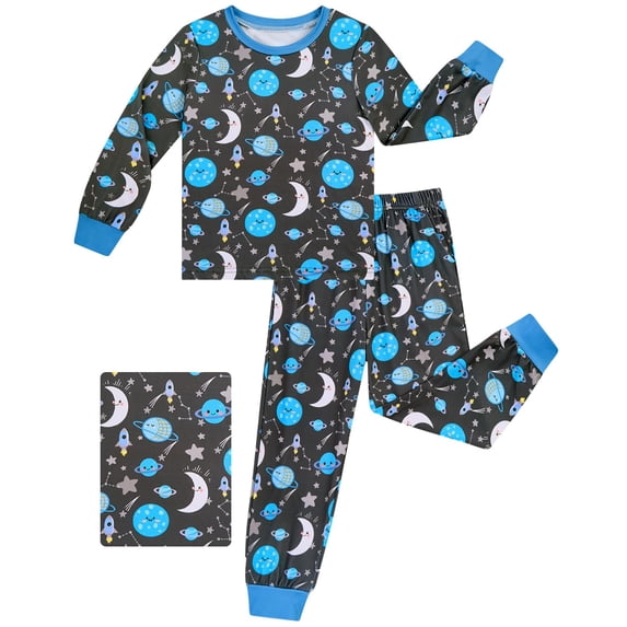 Aideaone 2-Piece Toddler Boys Pajamas Set Kids Pjs Long Sleeve Tees & Pants Printed Kids Sleepwear 2-6T