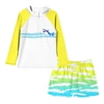thumbnail image 1 of Aideaone 2 Piece Boys Swimsuit Set Kids Zipper Long Sleeve Rash Guard with Swim Trunks Bathing Suit Swimwear for Boys 7-12T, 1 of 5