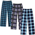 thumbnail image 1 of Aideaone 3-Pack Boys Pajama Pants Kids Soft Sleepwear Printed Plaid Pj Bottoms with Pockets for Boys (7-14), 1 of 11