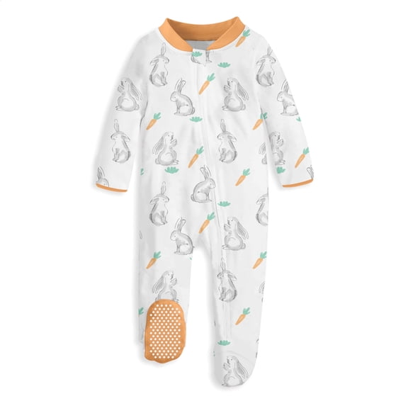 Baby Easter Bunny Footed Pajamas Long Sleeve Zipper One-Piece Footie Sleeper for Girls Boys Infant 0-12 Months