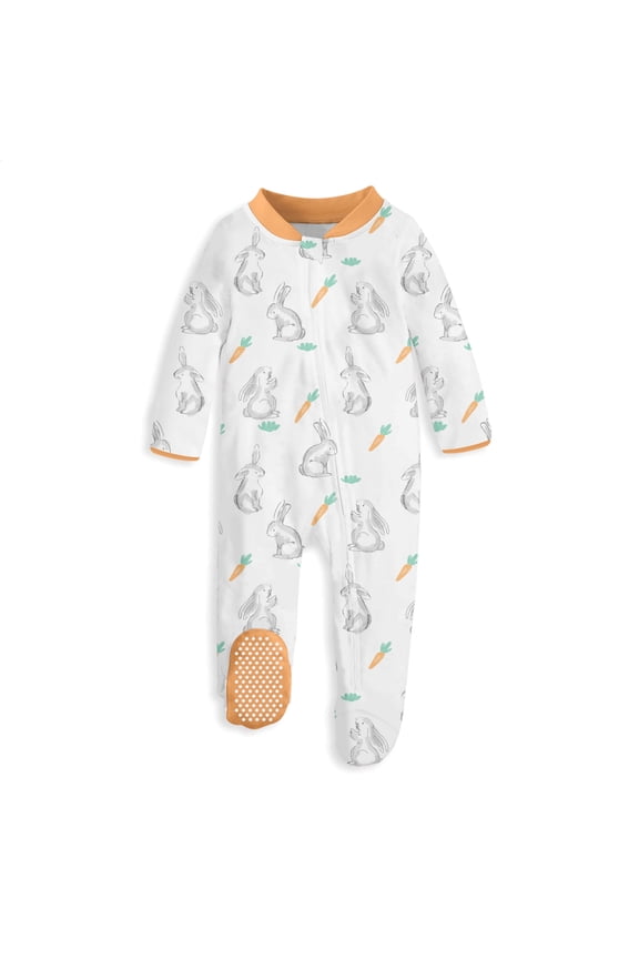 Baby Easter Bunny Footed Pajamas Long Sleeve Zipper One-Piece Footie Sleeper for Girls Boys Infant 0-12 Months