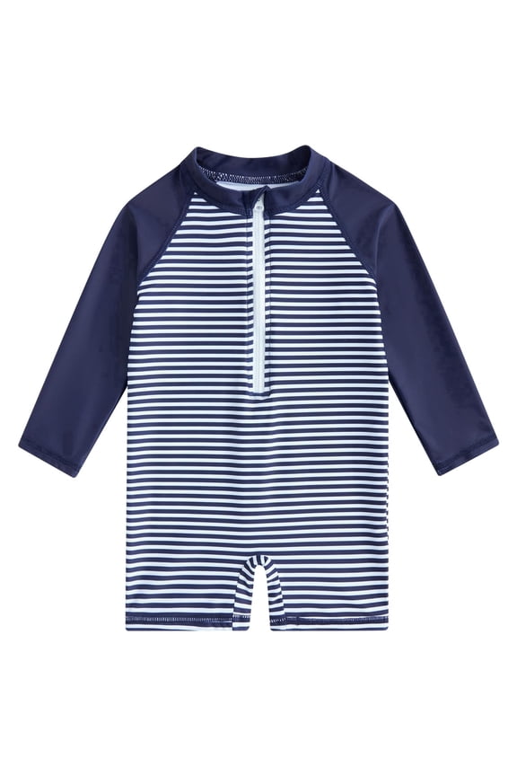 Toddler Baby Boys Swimsuit One Piece Swimwear Long Sleeve with Zipper Rash Guard 3-36 Months