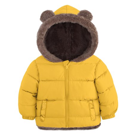 Aideaone Baby Toddler Winter Fleece Coat Boys Girls Cute Bear Ear Hooded Jackets with Pockets 6M-5T