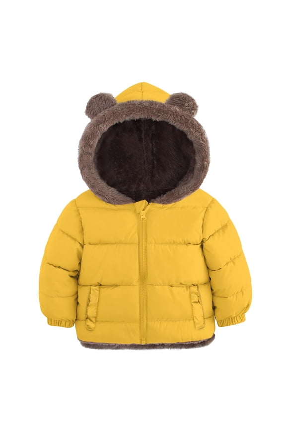 Baby Toddler Winter Fleece Coat Boys Girls Cute Bear Ear Hooded Jackets with Pockets 6M-5T