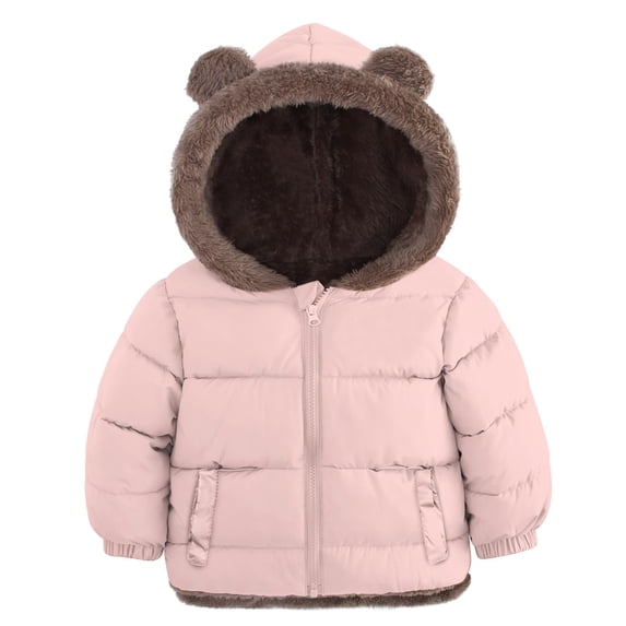 Aideaone Baby Toddler Winter Fleece Coat Boys Girls Cute Bear Ear Hooded Jackets with Pockets 6M-5T