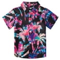thumbnail image 1 of Aideaone Boy's Button Down Hawaiian Shirts Short Sleeve Cool Cartoon Print Tops for 7-14 Years, 1 of 5