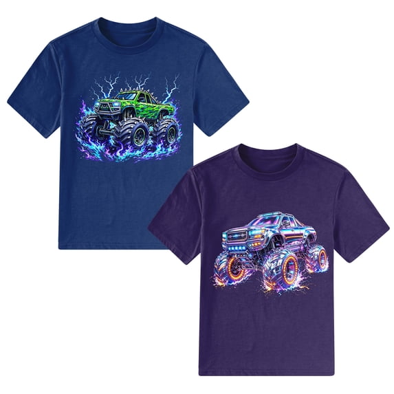 Aideaone Boys 2 Pack Printed T Shirts Crew Neck Soft Short Sleeve Casual Tees for 7-12 Years Kids