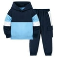 thumbnail image 1 of Aideaone Boys Clothes Color-Block Hoodie Sweatshirts & Pants Set 2pcs Toddler Boys Fall Winter Outfit Set 2-6Y, 1 of 6