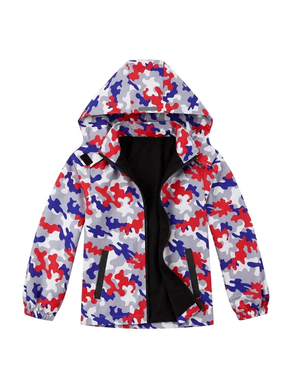 Kids Rain Jacket for Boys and Girls Lightweight Waterproof Hooded Windbreaker Raincoats