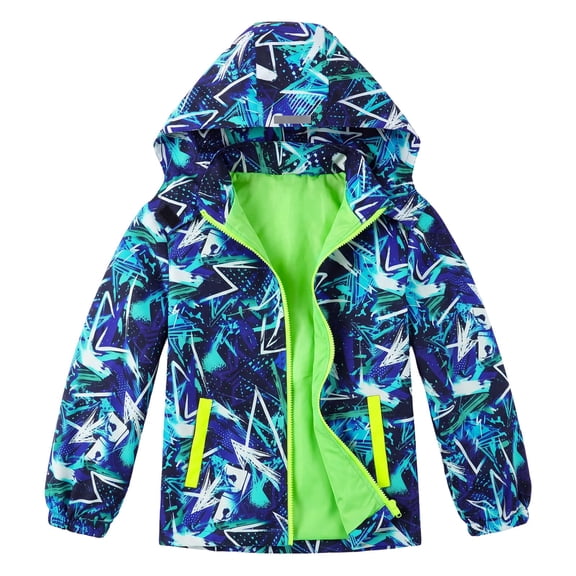 Aideaone Kids Rain Jacket for Boys and Girls Lightweight Waterproof Hooded Windbreaker Raincoats