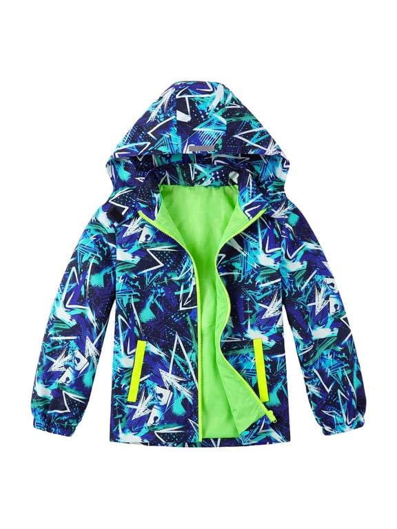 Kids Rain Jacket for Boys and Girls Lightweight Waterproof Hooded Windbreaker Raincoats