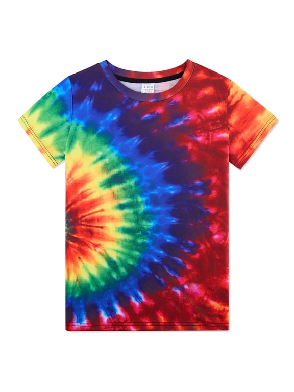 Boys Girls Tie Dye Shirt Hippies Senior Rainbow Tees T Shirts for Kids 4-14 Years