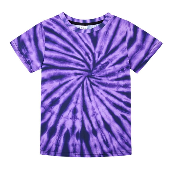 Aideaone Boys Girls Tie Dye Shirt Hippies Senior Rainbow Tees T Shirts for Kids 4-14 Years