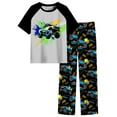 thumbnail image 1 of Aideaone Boys' Pajamas Set Short Sleeves Tops & Long Pants 2-Piece Printed Kid Sleepwear Pajamas Set for Boys 6-14Y, 1 of 7