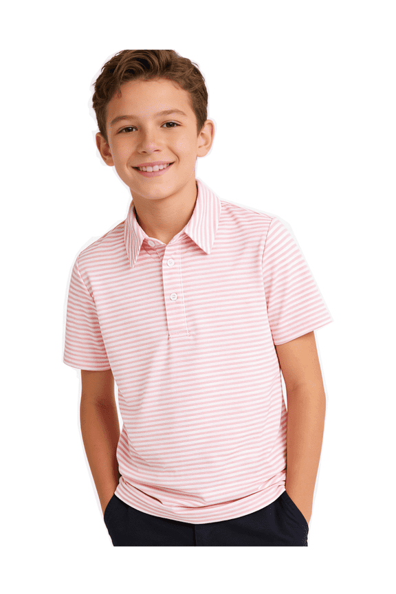 Boys Polo Shirt Stripe Casual Short Sleeve Shirts for Boys Size 5-14T