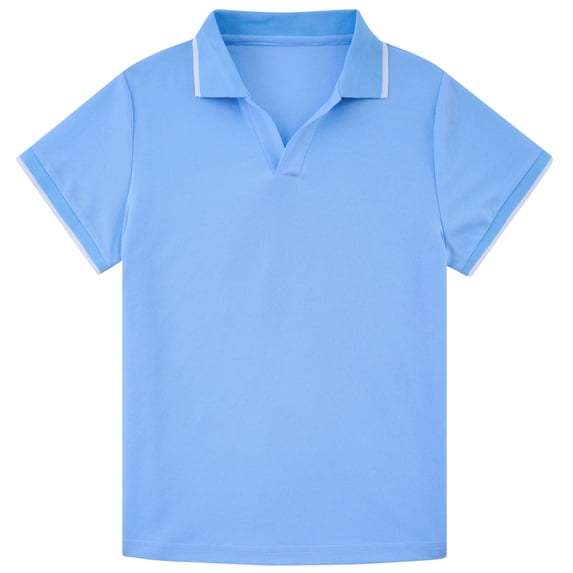 Aideaone Boys Polo Shirt Solid Color V-Neck Casual Short Sleeve Shirts for Boys Size 7-14T