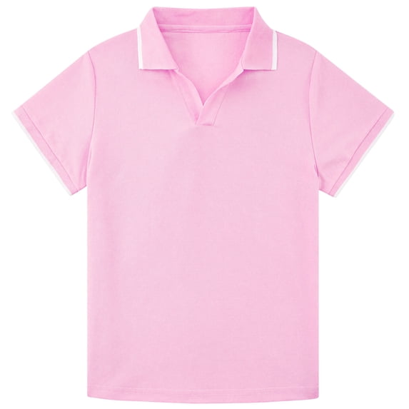 Aideaone Boys Polo Shirt Solid Color V-Neck Casual Short Sleeve Shirts for Boys Size 7-14T