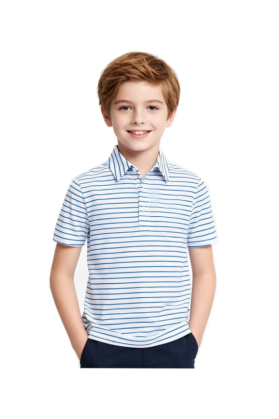 Boys Polo Shirt Stripe Casual Short Sleeve Shirts for Boys Size 5-14T