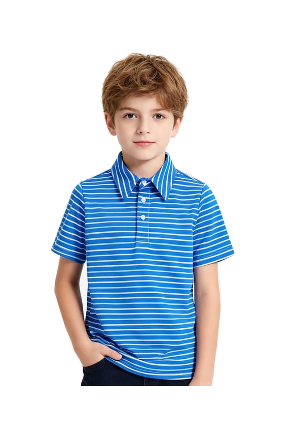 Boys Polo Shirt Stripe Casual Short Sleeve Shirts for Boys Size 5-14T