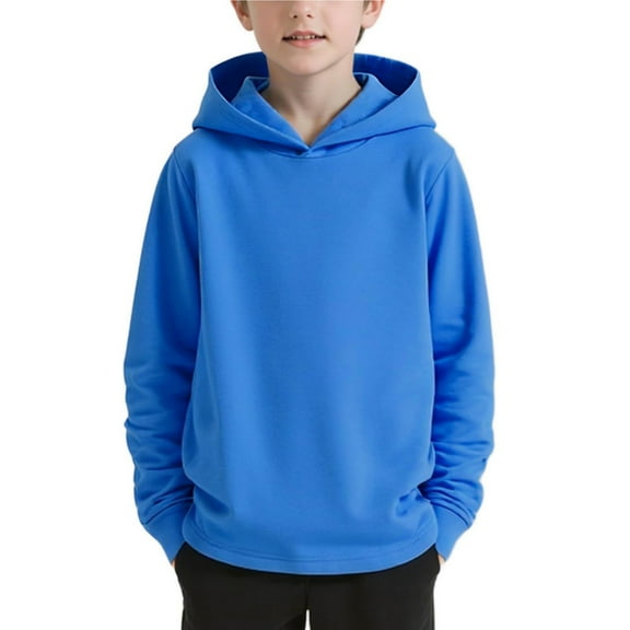 Aideaone Boys' Pullover Hoodies Long Sleeve Kids Hooded Sweatshirts Casual Solid Pullover Tops for Teen Boys 7-16Y