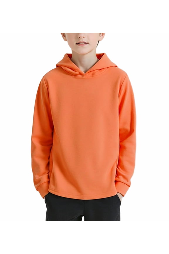 Boys' Pullover Hoodies Long Sleeve Kids Hooded Sweatshirts Casual Solid Pullover Tops for Teen Boys 7-16Y
