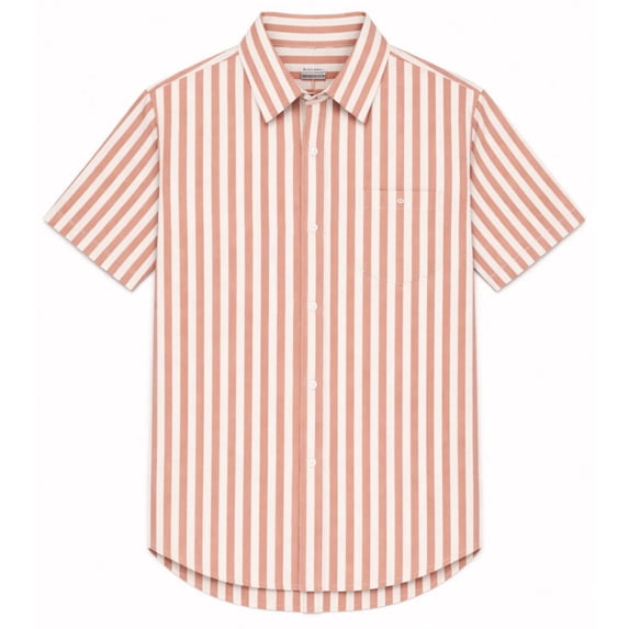 Aideaone Boys Button Down Shirts Short Sleeve Solid Striple Seersucker Shirt with Chest Pocket 5-14 Years