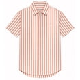 thumbnail image 1 of Aideaone Boys Button Down Shirts Short Sleeve Solid Striple Seersucker Shirt with Chest Pocket 5-14 Years, 1 of 4