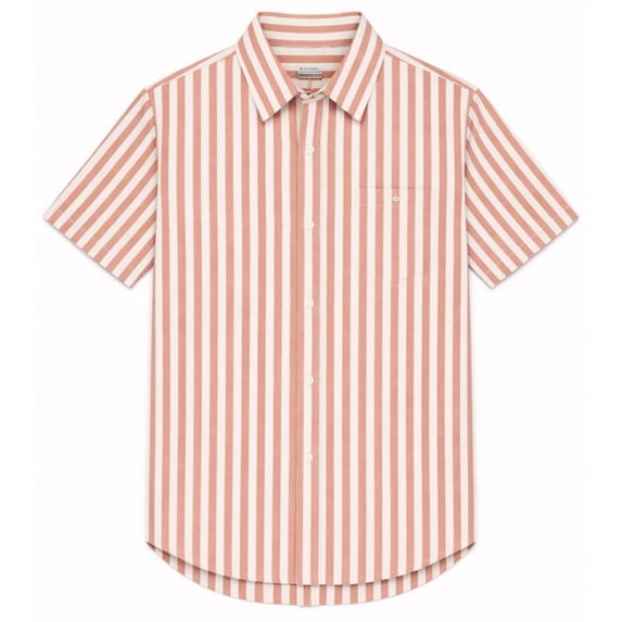 Aideaone Boys Button Down Shirts Short Sleeve Solid Striple Seersucker Shirt with Chest Pocket 5-14 Years