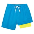 thumbnail image 1 of Aideaone Boys Swim Trunks with Compression Liner Solid Color Bathing Suits Summer Quick Dry Swimwear Swim Shorts 6-14T, 1 of 5