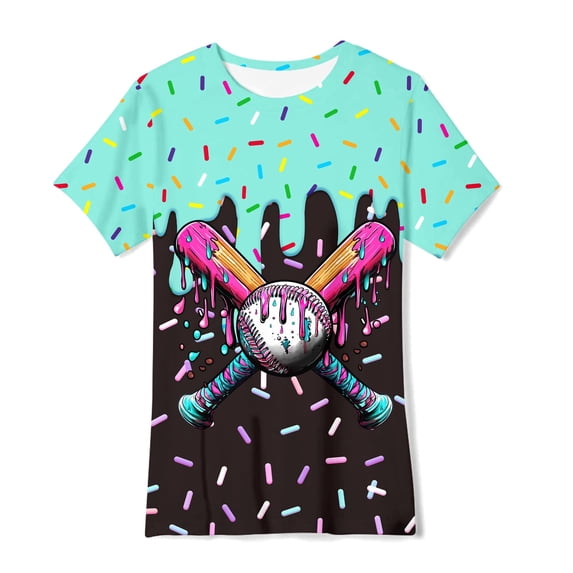 Aideaone Boys T-Shirts 3D Graphic Tees Kids Neon Print Short Sleeve Shirts Size 4-14