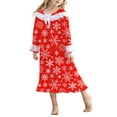 thumbnail image 1 of Aideaone Girl Christmas Snow Nightgowns Lace Print Sleepwear Lightweight Nightdress Soft Princess Pajamas Dress Red 4-12 Years, 1 of 8