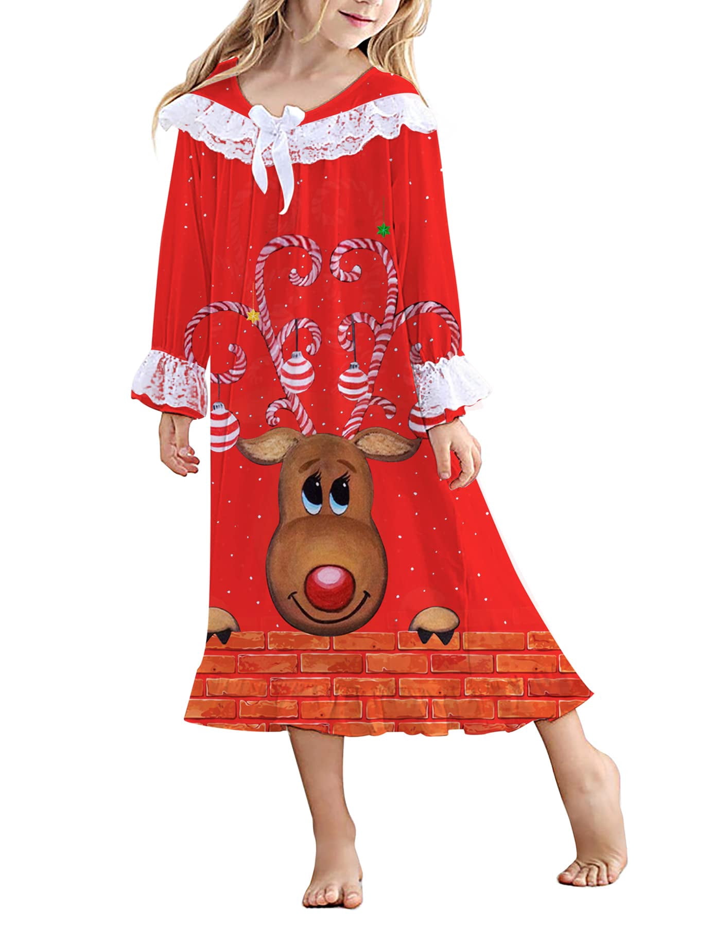 womens ugly christmas sweater dress Western Christmas Girls Dress – Soft Bamboo Holiday Style main image 0