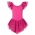 thumbnail image 1 of Aridak Girls Ballet Dance Dress Toddler Leotards Ruffle Sleeve Shiny Ballet Tutu Skirt Rose Pink 2-9T, 1 of 6