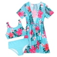 thumbnail image 1 of Aideaone Girls Bikini Swimsuits Set for Girls 3 Piece Skirt Bathing Suits Swim Dress Hawaiian Beach Swimwear with Kimono Cover Up, 1 of 7