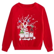 AIDEAONE Girls Boys Christmas Sweatshirts Unisex Funny Xmas Print Pullover Inner Fleece Long Sleeve Top Shirt 5-12 Years