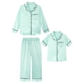 thumbnail image 1 of Aideaone Girls Boys Silk Pajamas Kids 3 Piece Satin PJs Set Button-Down Silky Nightwear Children Sleepwear for 5-12 Years, 1 of 4