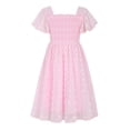 thumbnail image 1 of Aideaone Girls Chiffon Dress Flutter Ruffle Short Sleeve Kids Square Neck Frocks Pink 6-13Y, 1 of 6