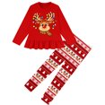 thumbnail image 1 of Aideaone Girls Christmas Outfit Fall 2 Pcs Clothes Sets Long Sleeve Ruffle Hem Shirt Pants for Kids Size 3-8, 1 of 2