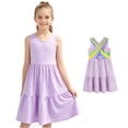 thumbnail image 1 of Aideaone Girls Dresses Athletic Sleeveless Kids Summer Sundress with Criss Cross Rainbow Straps Sporty Dress for Girls 6-10 Years, 1 of 6