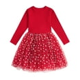thumbnail image 1 of Aideaone Girls Dresses Long Sleeve Tutu Dress Fluffy Tulle Fall Winter Dresses Red 4-8 Years, 1 of 6