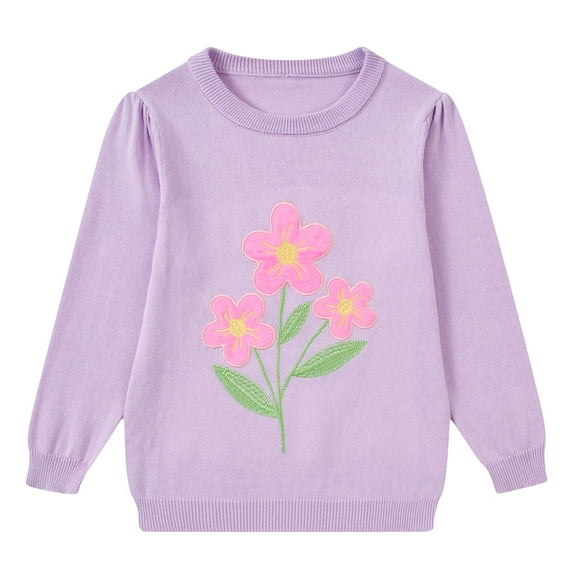 Aideaone Girls Toddler Sweater Long Sleeve Crewneck Pullover Knit Winter Fall Clothes 3-7 Years