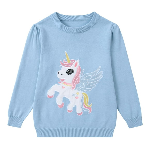 Aideaone Girls Toddler Sweater Long Sleeve Crewneck Pullover Knit Winter Fall Clothes 3-7 Years