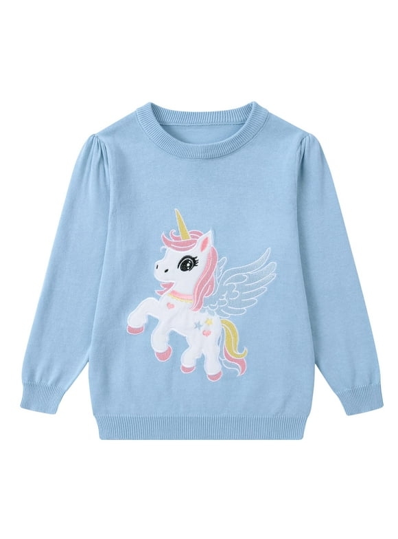 Girls Toddler Sweater Long Sleeve Crewneck Pullover Knit Winter Fall Clothes 3-7 Years