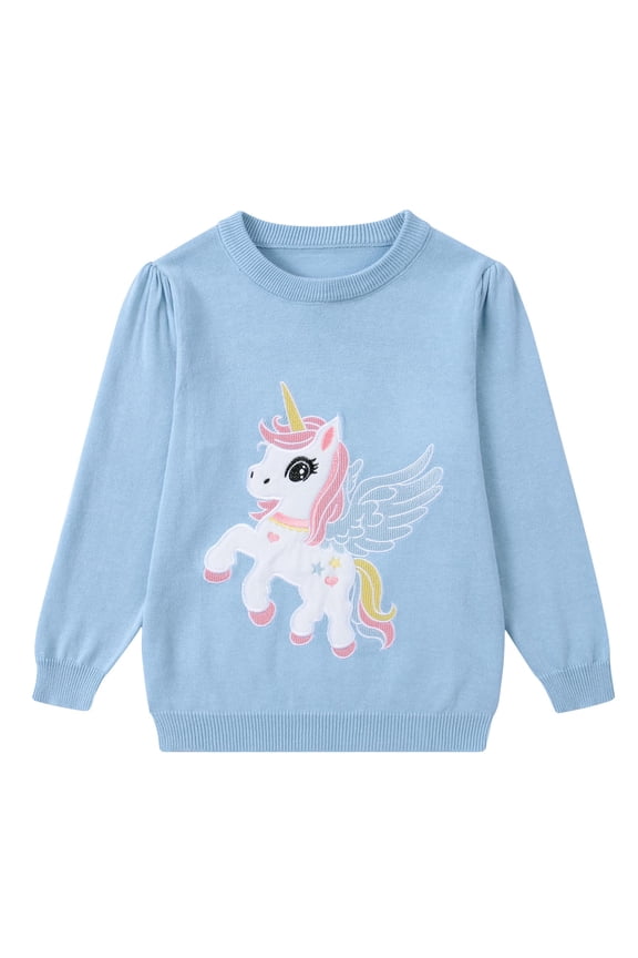 Girls Toddler Sweater Long Sleeve Crewneck Pullover Knit Winter Fall Clothes 3-7 Years