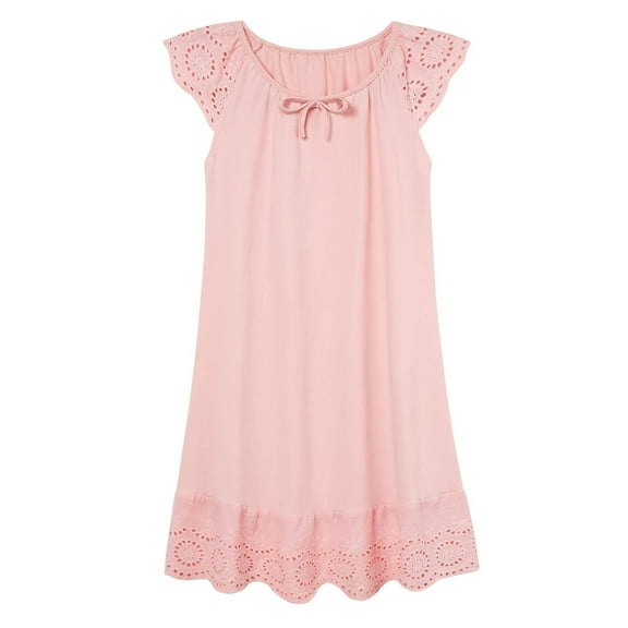 Aideaone Girls Nightgowns Cute Princess Sleepwear Flutter Sleeve Pajamas Nightie Dress Pink 5-12 Years