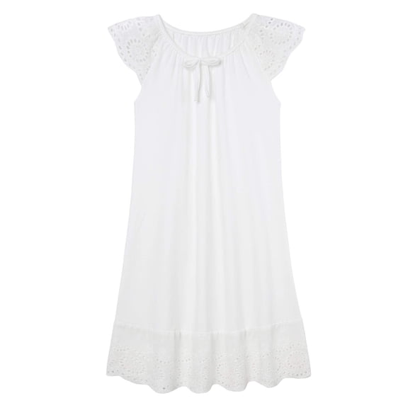 Aridak Girls Nightgowns Cute Princess Sleepwear Flutter Sleeve Pajamas Nightie Dress White 5-12 Years