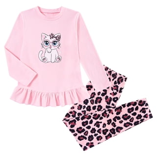 Aideaone Girls Outfit Fall 2 Pcs Clothes Sets Long Sleeve Ruffle Hem Shirt Floral Pants for Kids Size 3-8