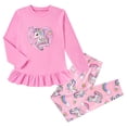 thumbnail image 1 of Aideaone Girls Outfit Fall 2 Pcs Clothes Sets Long Sleeve Ruffle Hem Shirt Floral Pants for Kids Size 3-8, 1 of 6