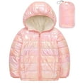 thumbnail image 1 of Aideaone Girls Puffer Jacket Packable Hooded Warmth Padded Winter Coat Metallic Shine Outerwear 10-12Years, 1 of 8